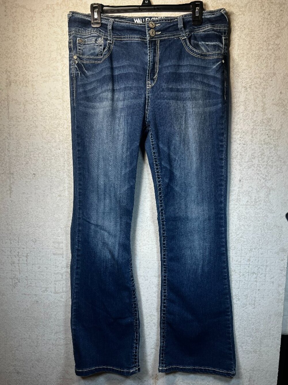 Wallflower darkwash bootcut jeans, size 15 juniors